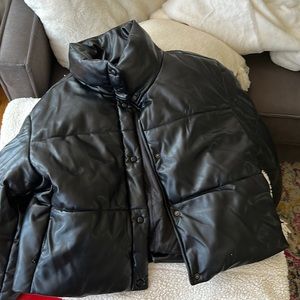 Gap leather puffer